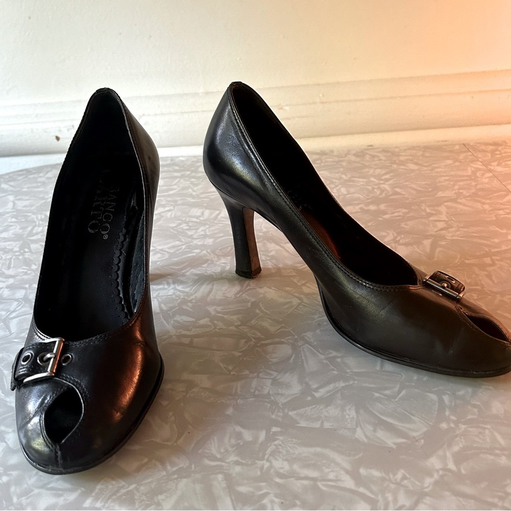 VTG Slate Blue Stacked Heels w/ Mustard & White Vamp Accent, Vintage MOD 1960’s